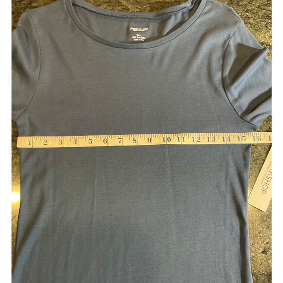 NWT WORKSHOP Republic Clothing sz L Pima cotton denim blue slim fit l/s t shirt - Picture 6 of 8